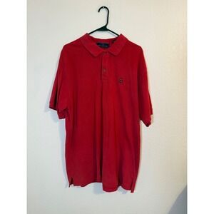 John Ashford Mens Red Pique Cotton Short Sleeve Polo Shirt Crest Logo XL